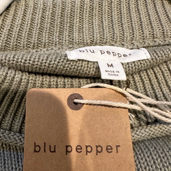 NWT blu pepper cotton crew sweater sage green size M - Picture 4 of 7